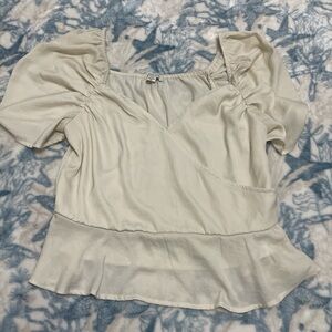 American Eagle Outfitters Cream Puff Sleeve Blouse